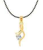 Vighnaharta Youth Solitaire CZ Gold and Rhodium Plated Mangalsutra Chain Pendant- VFJ1165MSPG