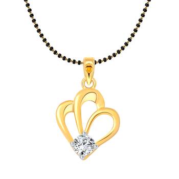 Vighnaharta Simple Solitaire CZ Gold and Rhodium Plated Mangalsutra Chain Pendant- VFJ1166MSPG 1
