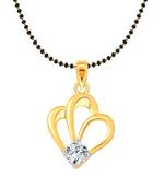 Vighnaharta Simple Solitaire CZ Gold and Rhodium Plated Mangalsutra Chain Pendant- VFJ1166MSPG
