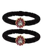 Brass And Acrylic Bangles Color-Black