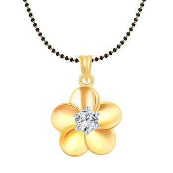 Vighnaharta Florida CZ Gold and Rhodium Plated Mangalsutra Chain Pendant- VFJ1167MSPG 1