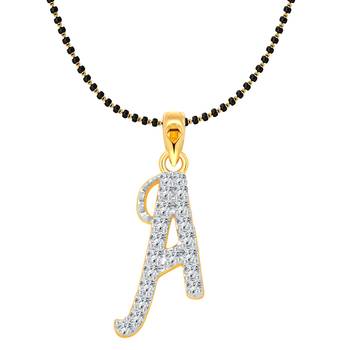 Vighnaharta Fancy initial "A" Letter CZ Gold and Rhodium Plated Mangalsutra Chain Pendant- VFJ1168MSPG 1