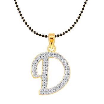 Vighnaharta Fancy initial "D" Letter CZ Gold and Rhodium Plated Mangalsutra Chain Pendant- VFJ1169MSPG 1