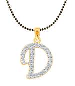 Vighnaharta Fancy initial "D" Letter CZ Gold and Rhodium Plated Mangalsutra Chain Pendant- VFJ1169MSPG