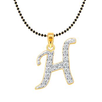 Vighnaharta Fancy initial "H" Letter CZ Gold and Rhodium Plated Mangalsutra Chain Pendant- VFJ1170MSPG 1