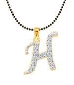 Vighnaharta Fancy initial "H" Letter CZ Gold and Rhodium Plated Mangalsutra Chain Pendant- VFJ1170MSPG