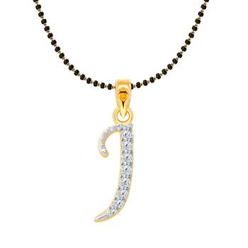 Vighnaharta Fancy initial "J" Letter CZ Gold and Rhodium Plated Mangalsutra Chain Pendant- VFJ1171MSPG 1
