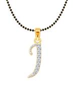 Vighnaharta Fancy initial "J" Letter CZ Gold and Rhodium Plated Mangalsutra Chain Pendant- VFJ1171MSPG