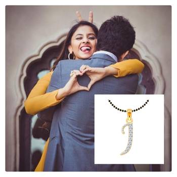 Vighnaharta Fancy initial "J" Letter CZ Gold and Rhodium Plated Mangalsutra Chain Pendant- VFJ1171MSPG 2