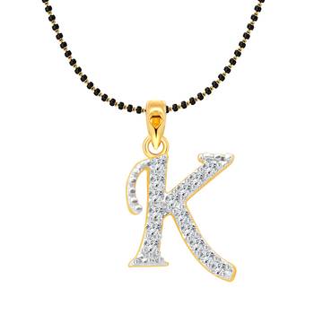 Vighnaharta Fancy initial "K" Letter CZ Gold and Rhodium Plated Mangalsutra Chain Pendant- VFJ1172MSPG 1