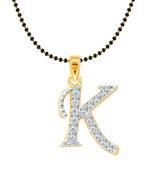 Vighnaharta Fancy initial "K" Letter CZ Gold and Rhodium Plated Mangalsutra Chain Pendant- VFJ1172MSPG