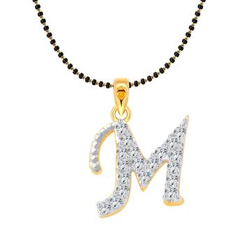 Vighnaharta Fancy initial "M" Letter CZ Gold and Rhodium Plated Mangalsutra Chain Pendant- VFJ1173MSPG 1