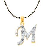 Vighnaharta Fancy initial "M" Letter CZ Gold and Rhodium Plated Mangalsutra Chain Pendant- VFJ1173MSPG