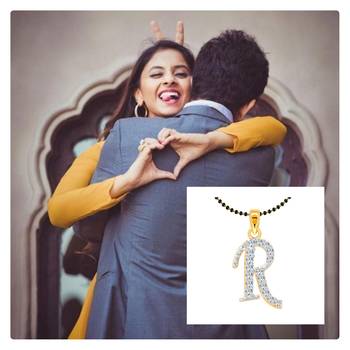 Vighnaharta Fancy initial "R" Letter CZ Gold and Rhodium Plated Mangalsutra Chain Pendant- VFJ1176MSPG 2