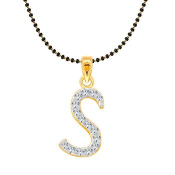 Vighnaharta Fancy initial "S" Letter CZ Gold and Rhodium Plated Mangalsutra Chain Pendant- VFJ1177MSPG 1
