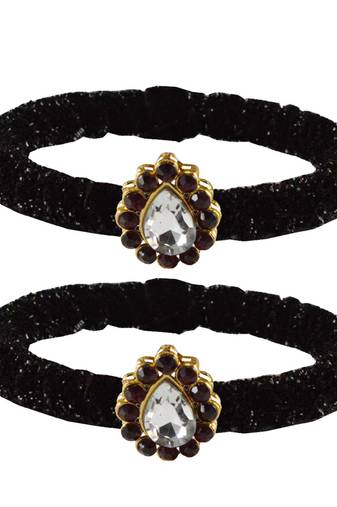 Brass And Acrylic Bangles Color-Black