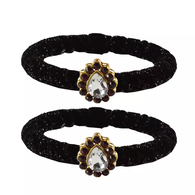 Brass And Acrylic Bangles Color-Black