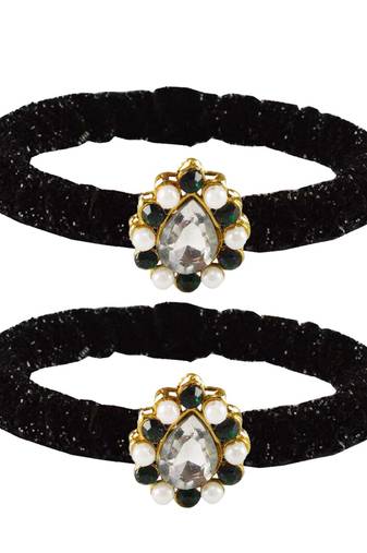 Brass And Acrylic Bangles Color-Black