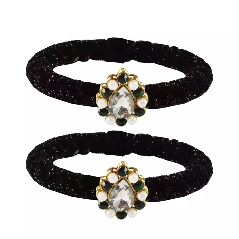 Brass And Acrylic Bangles Color-Black