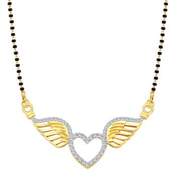 Vighnaharta Flying Love CZ Gold and Rhodium Plated Alloy Mangalsutra for Women - [VFJ1202MSPG] 1