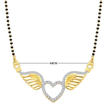 Vighnaharta Flying Love CZ Gold and Rhodium Plated Alloy Mangalsutra for Women - [VFJ1202MSPG] 2