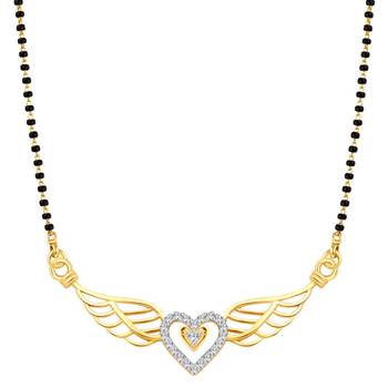 Vighnaharta Flying Heart CZ Gold and Rhodium Plated Alloy Mangalsutra for Women - [VFJ1203MSPG] 1