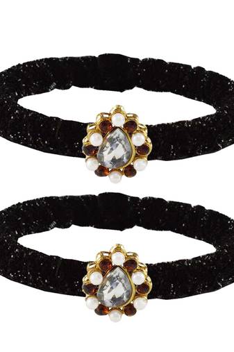 Brass And Acrylic Bangles Color-Black