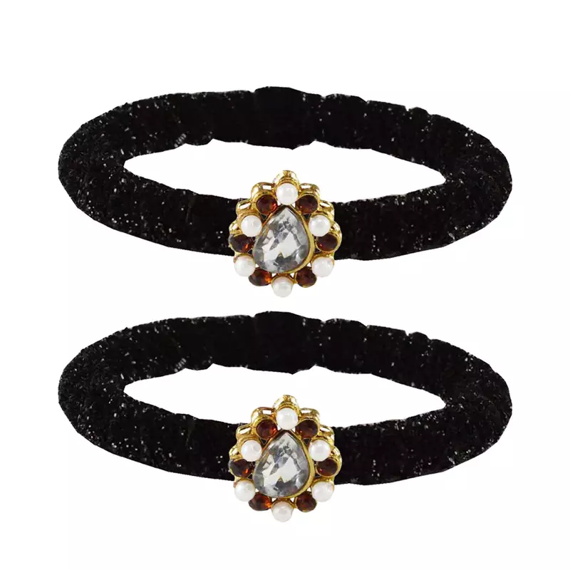 Brass And Acrylic Bangles Color-Black