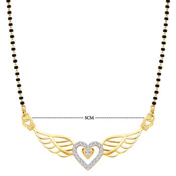 Vighnaharta Flying Heart CZ Gold and Rhodium Plated Alloy Mangalsutra for Women - [VFJ1203MSPG] 2