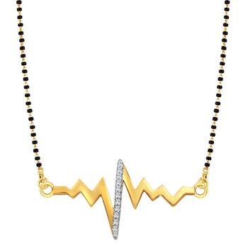 Vighnaharta Life Beat Gold CZ and Rhodium Plated Alloy Mangalsutra for Women - [VFJ1204MSPG] 1