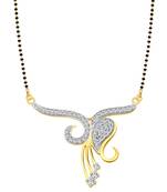 Vighnaharta Crescent Shine CZ Gold and Rhodium Plated Alloy Mangalsutra for Women - [VFJ1206MSPG]