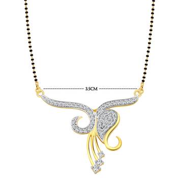 Vighnaharta Crescent Shine CZ Gold and Rhodium Plated Alloy Mangalsutra for Women - [VFJ1206MSPG] 2