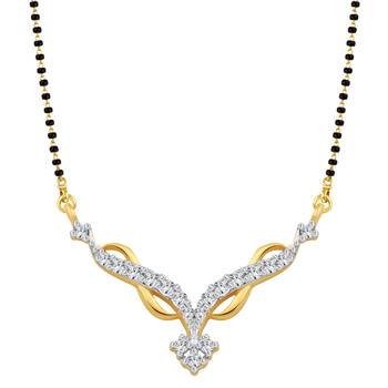 Vighnaharta Pretty Paisley CZ Gold and Rhodium Plated Alloy Mangalsutra for Women - [VFJ1208MSPG] 1