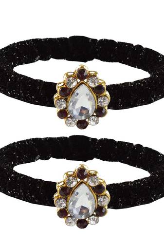 Brass And Acrylic Bangles Color-Black