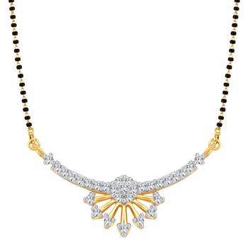 Vighnaharta Floral Charm CZ Gold and Rhodium Plated Alloy Mangalsutra for Women - [VFJ1209MSPG] 1