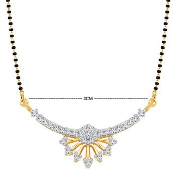 Vighnaharta Floral Charm CZ Gold and Rhodium Plated Alloy Mangalsutra for Women - [VFJ1209MSPG] 2