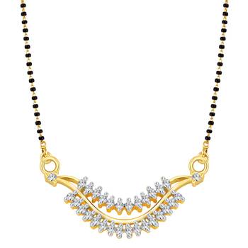 Vighnaharta Sparkle Strings CZ Gold and Rhodium Plated Alloy Mangalsutra for Women - [VFJ1210MSPG] 1