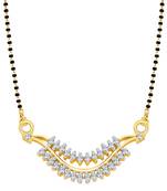 Vighnaharta Sparkle Strings CZ Gold and Rhodium Plated Alloy Mangalsutra for Women - [VFJ1210MSPG]