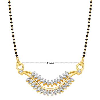 Vighnaharta Sparkle Strings CZ Gold and Rhodium Plated Alloy Mangalsutra for Women - [VFJ1210MSPG] 2