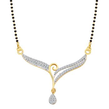 Vighnaharta Desire Shine CZ Gold and Rhodium Plated Alloy Mangalsutra for Women - [VFJ1212MSPG] 2