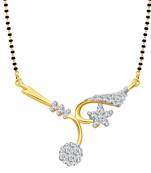 Vighnaharta Precious Flower CZ Gold and Rhodium Plated Alloy Mangalsutra for Women - [VFJ1213MSPG]