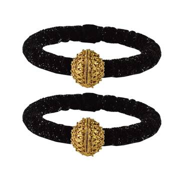 Brass And Acrylic Bangles Color-Black 1