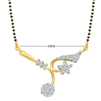 Vighnaharta Precious Flower CZ Gold and Rhodium Plated Alloy Mangalsutra for Women - [VFJ1213MSPG] 2