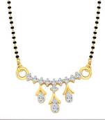 Vighnaharta Delicate Three Drop CZ Gold and Rhodium Plated Alloy Mangalsutra for Women - [VFJ1214MSPG]