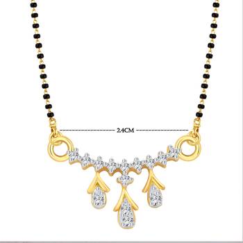 Vighnaharta Delicate Three Drop CZ Gold and Rhodium Plated Alloy Mangalsutra for Women - [VFJ1214MSPG] 2