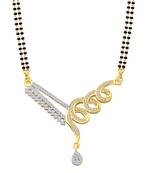 Vighnaharta Beautiful Spiral Design CZ Gold and Rhodium Plated Alloy Mangalsutra for Women - [VFJ1215MSPG]