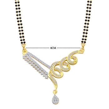 Vighnaharta Beautiful Spiral Design CZ Gold and Rhodium Plated Alloy Mangalsutra for Women - [VFJ1215MSPG] 2