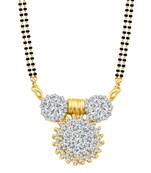 Vighnaharta Maharashtrian Pattern CZ Gold and Rhodium Plated Alloy Mangalsutra for Women - [VFJ1216MSPG]