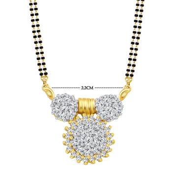 Vighnaharta Maharashtrian Pattern CZ Gold and Rhodium Plated Alloy Mangalsutra for Women - [VFJ1216MSPG] 2
