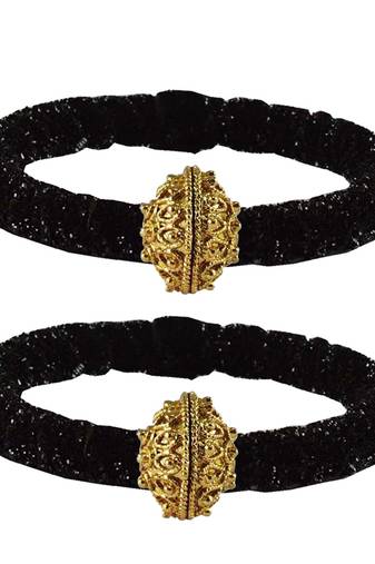 Brass And Acrylic Bangles Color-Black